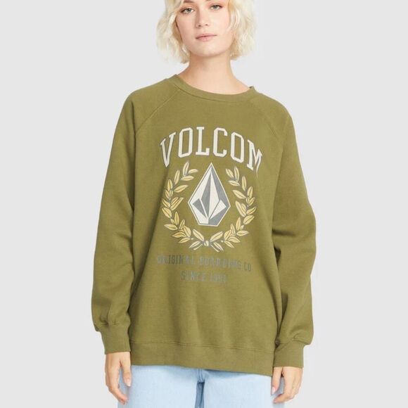 Volcom Stone Green Oversized Graphic Sweatshirt Size Medium - Picture 1 of 4